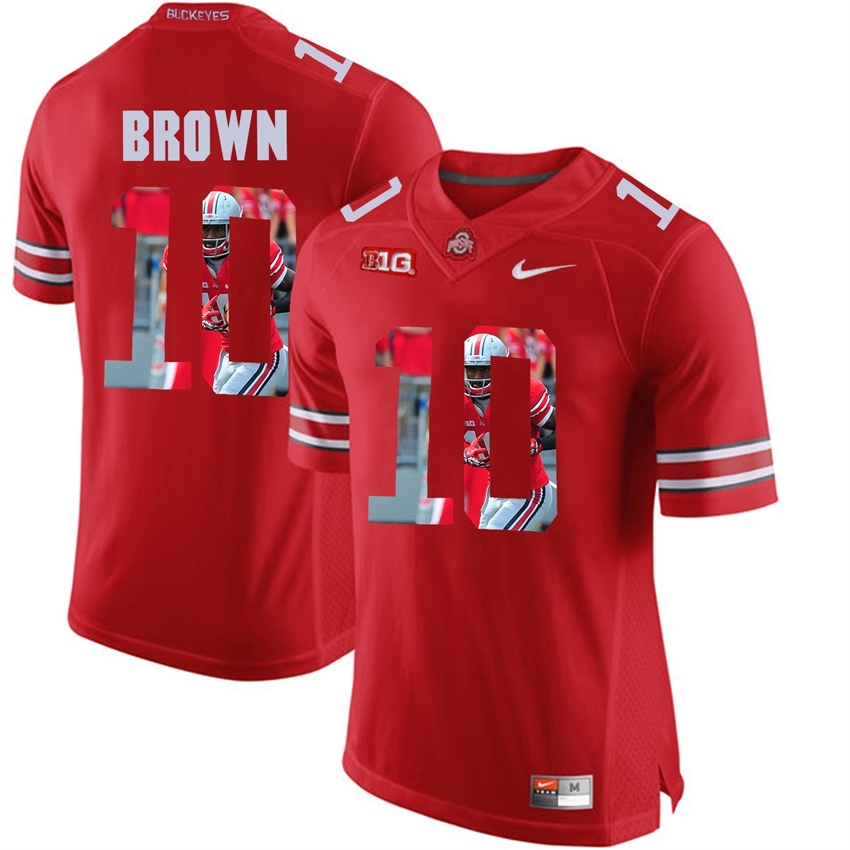 Ohio State Buckeyes Men's NCAA CaCorey Brown #10 Scarlet With Portrait Print College Football Jersey TLX1349PA